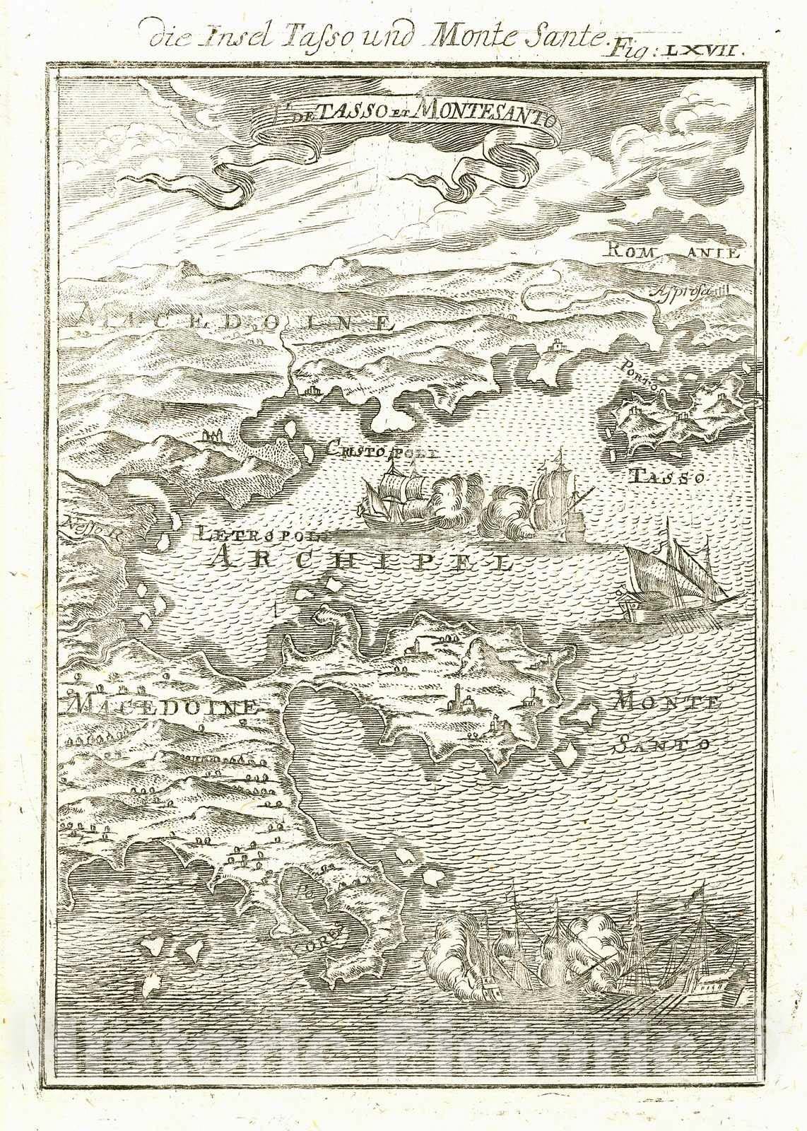 Historic Map : 1719 I. de Tasso et Montesano : Vintage Wall Art