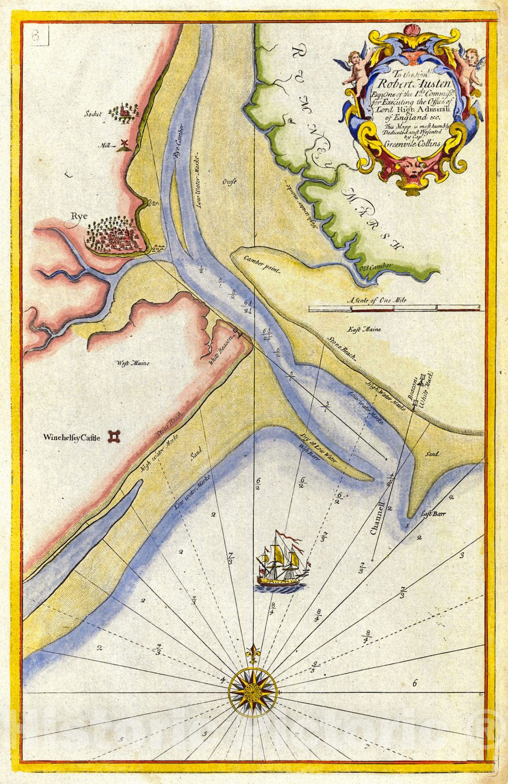 Historic Map : 1720 [Rye Sussex] : Vintage Wall Art