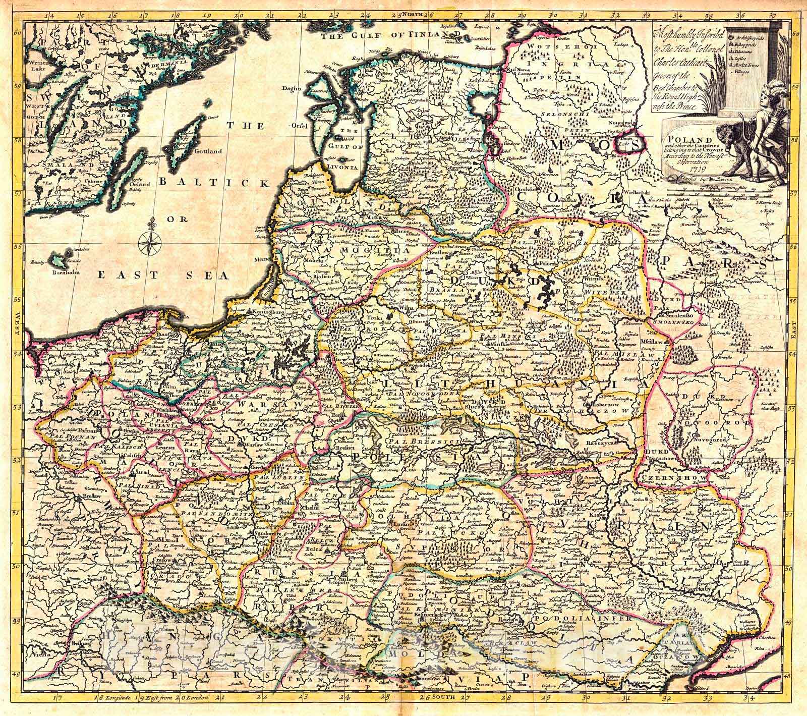 Historic Map : 1721 Poland and other countries belonging to that crowne : Vintage Wall Art