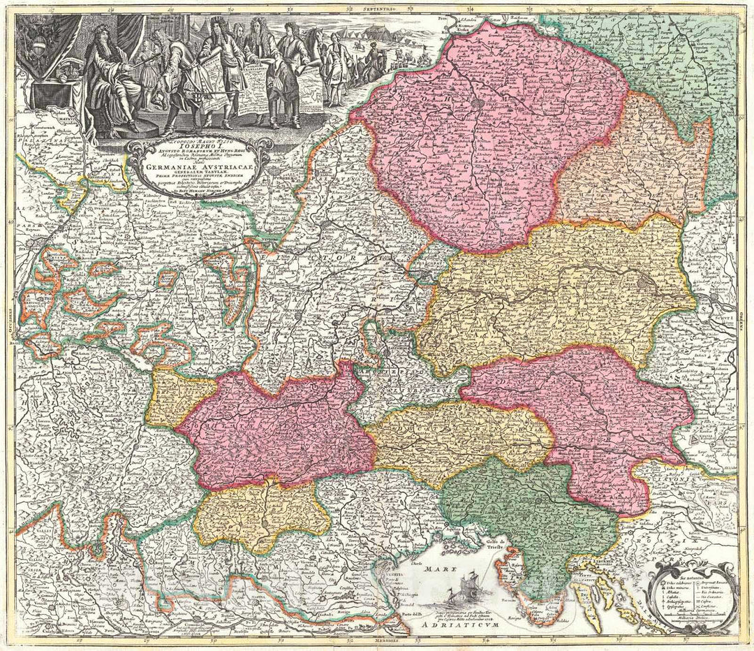 Historic Map : 1730 GermaniaeAustriacai Generalem Tabulam  : Vintage Wall Art