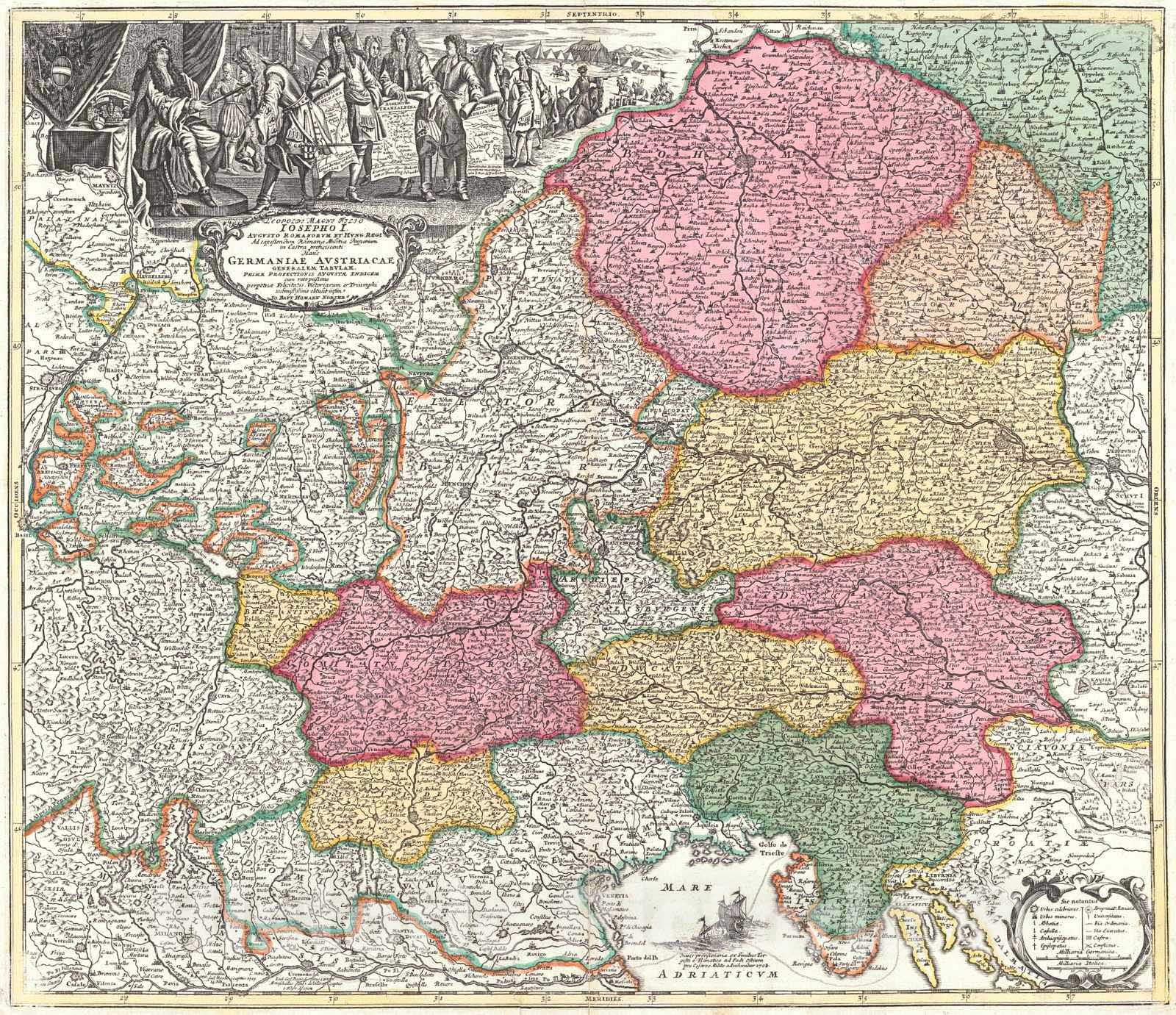 Historic Map : 1730 GermaniaeAustriacai Generalem Tabulam  : Vintage Wall Art