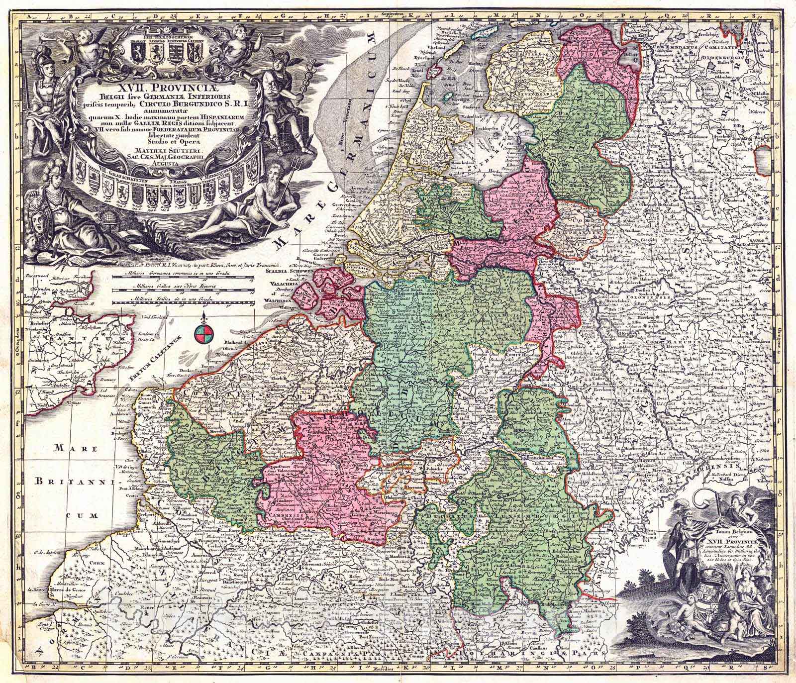 Historic Map : 1745 XVII Provinciae Belgii sive Circulo Burgundico, S.R.I... : Vintage Wall Art