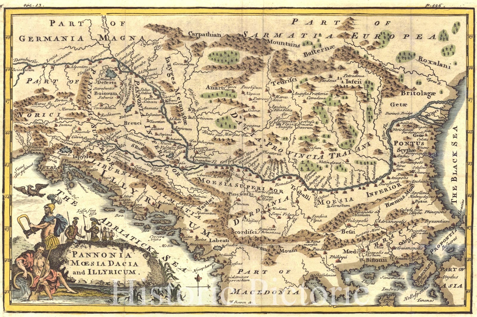 Historic Map : 1747 Pannoia, Moesia, Dacia, and Illyricum. : Vintage Wall Art
