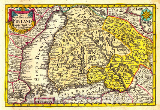 Historic Map : 1749 Das Gros Hertzogthum Finland : Vintage Wall Art