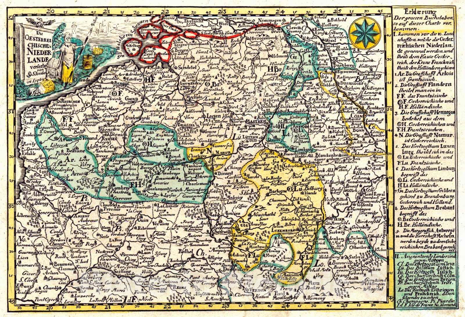 Historic Map : 1749 Die Oesterreichische Niederlande... : Vintage Wall Art