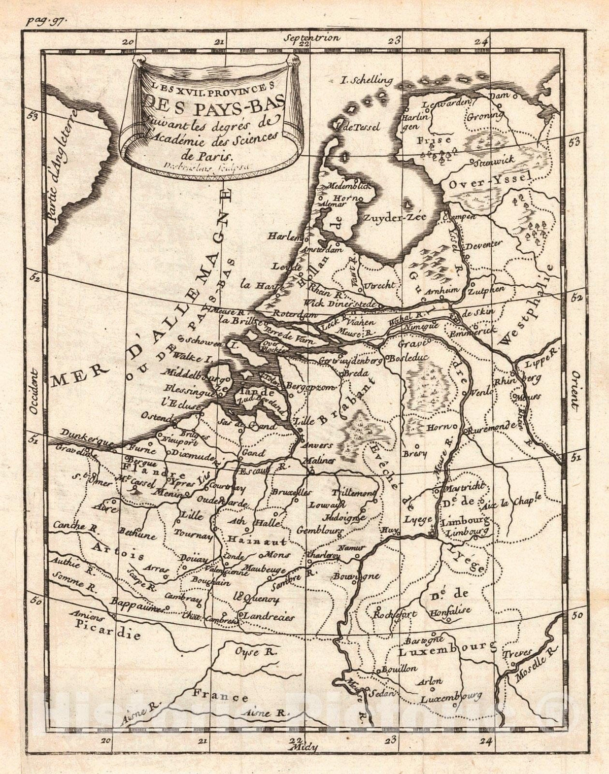Historic Map : 1749 Provinces Des Pays-Bas : Vintage Wall Art
