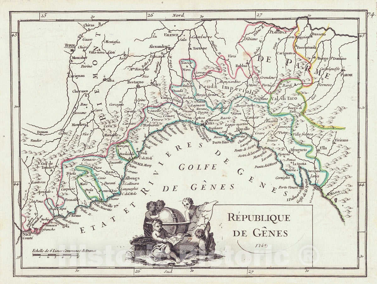 Historic Map : 1749 Republic de Genes : Vintage Wall Art
