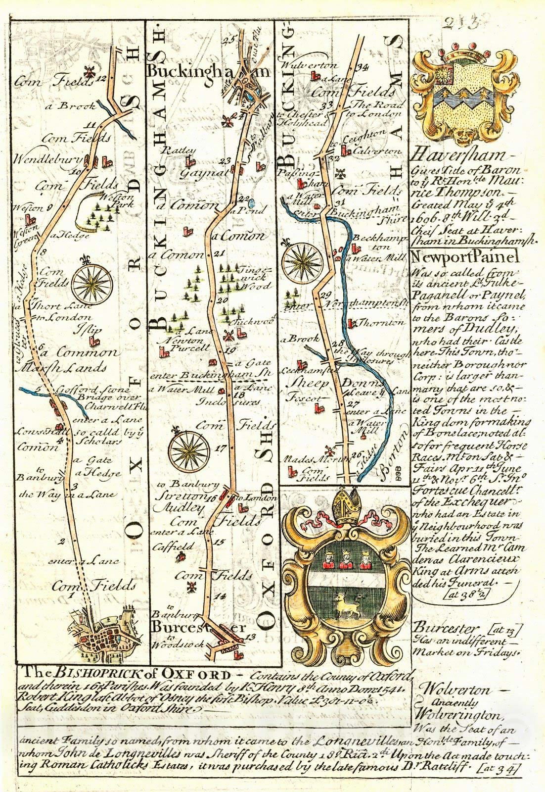 Historic Map : 1750 [Oxfordshire to Buckinghamshire] : Vintage Wall Art