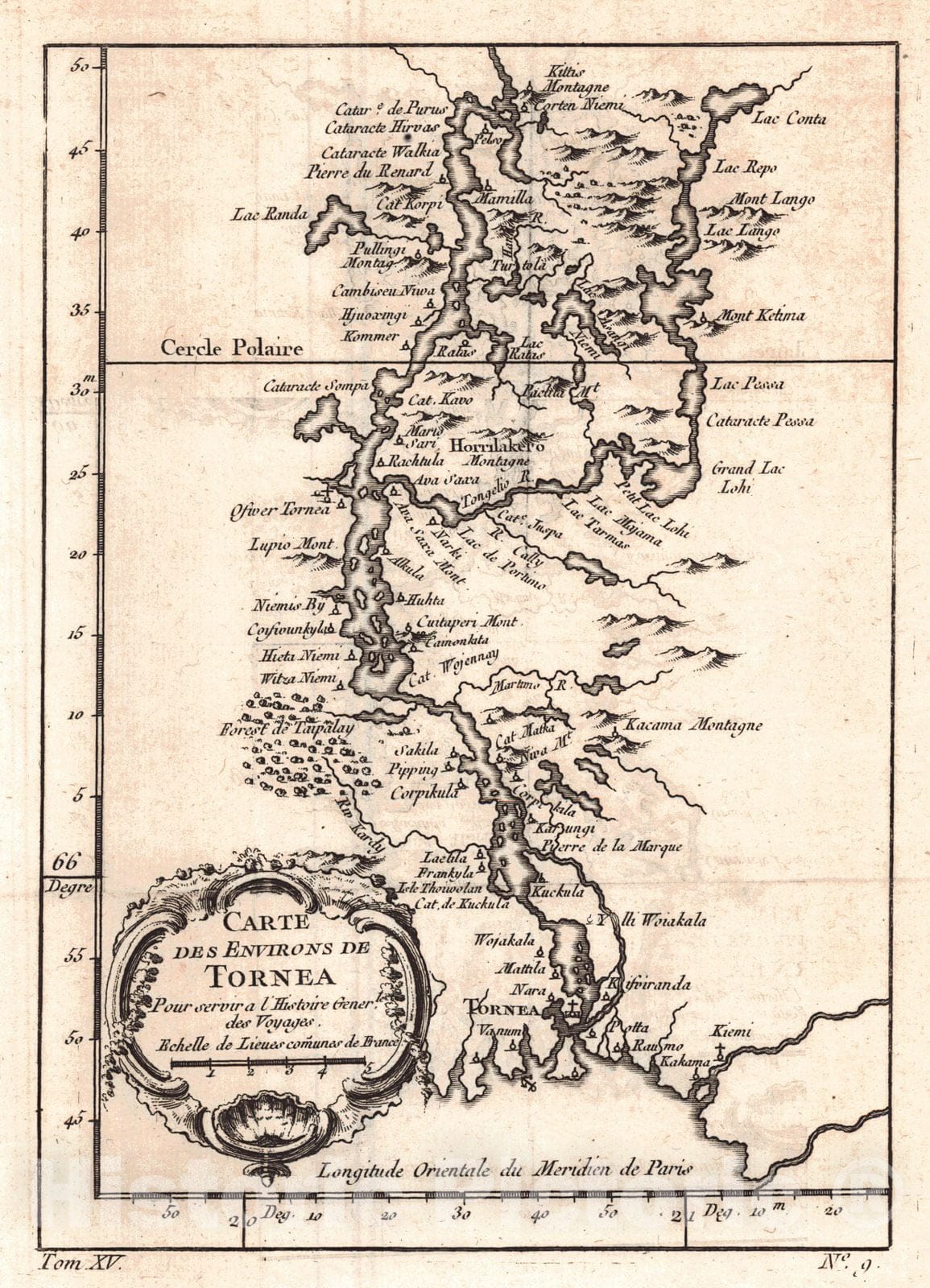 Historic Map : 1751 Carte des Environs de Tornea : Vintage Wall Art