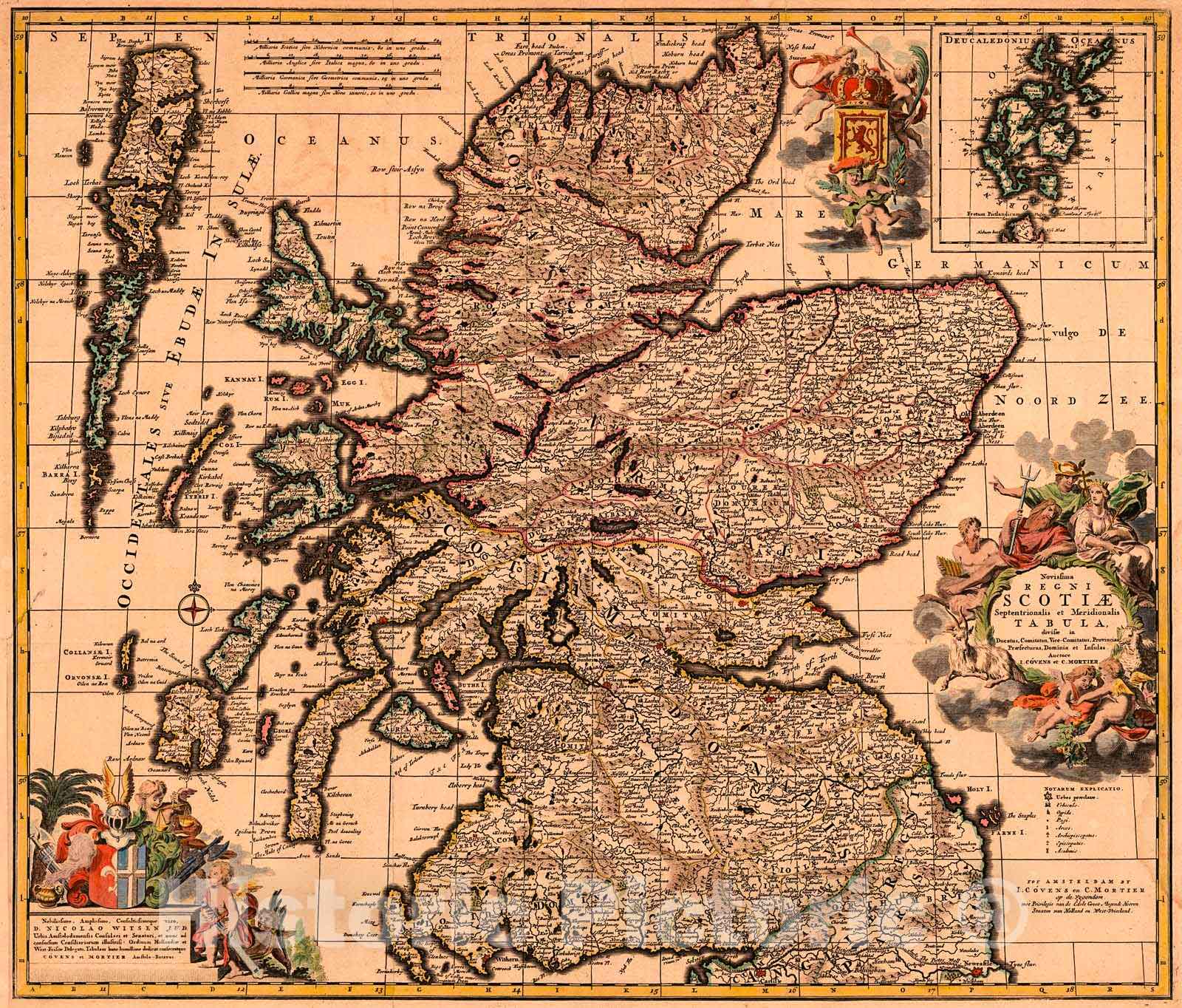 Historic Map : 1755 Novissima Regni Scotiae Septentrionalis et Meridionalis Tabula : Vintage Wall Art