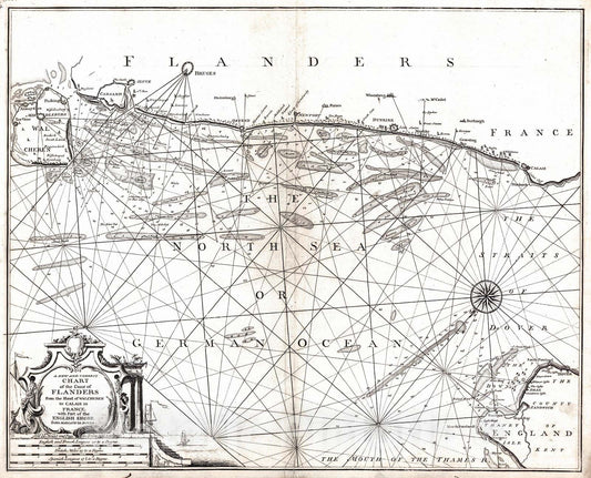 Historic Map : 1758 A New & Correct Chart of the Coast of France : Vintage Wall Art