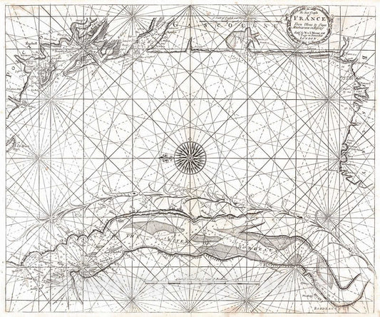 Historic Map : 1758 The Seas Coasts of France from Olone to Cape Machiacaca in Biscay : Vintage Wall Art