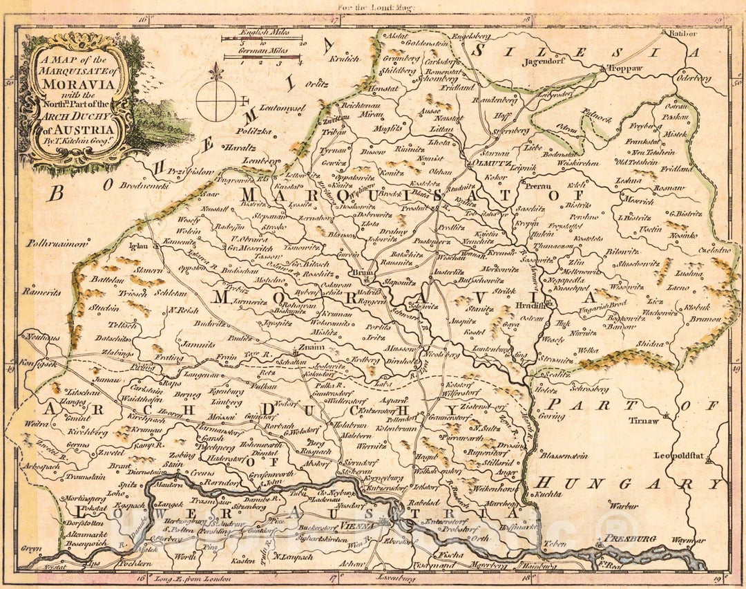 Historic Map : 1758 A MAp of the Marquisate of Moravia with the Northern Part of the Arch Duchy of Austria : Vintage Wall Art