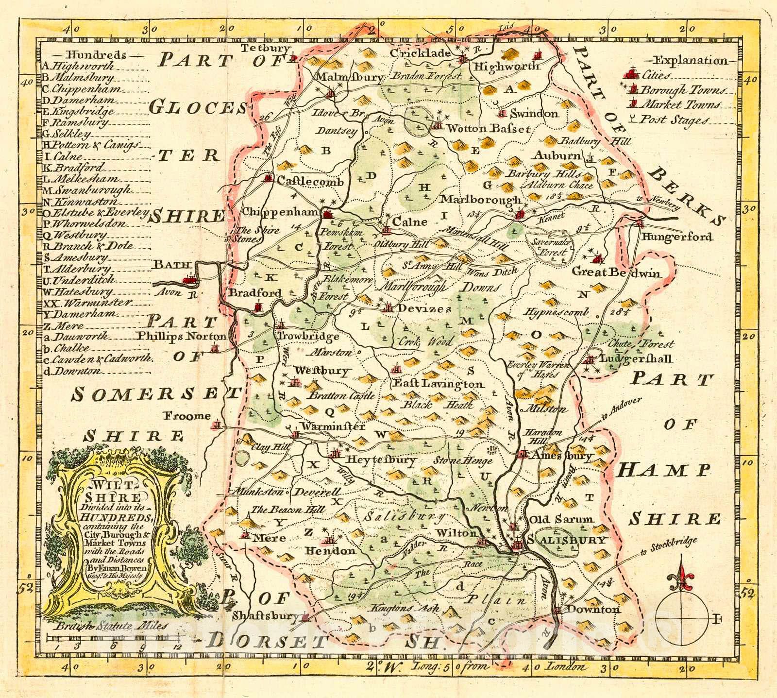 Historic Map : 1759 Wiltshire : Vintage Wall Art