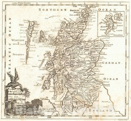 Historic Map : 1763 Scotland : Vintage Wall Art
