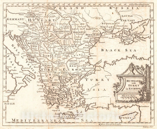 Historic Map : 1763 Hungary with Turkey in Europe : Vintage Wall Art