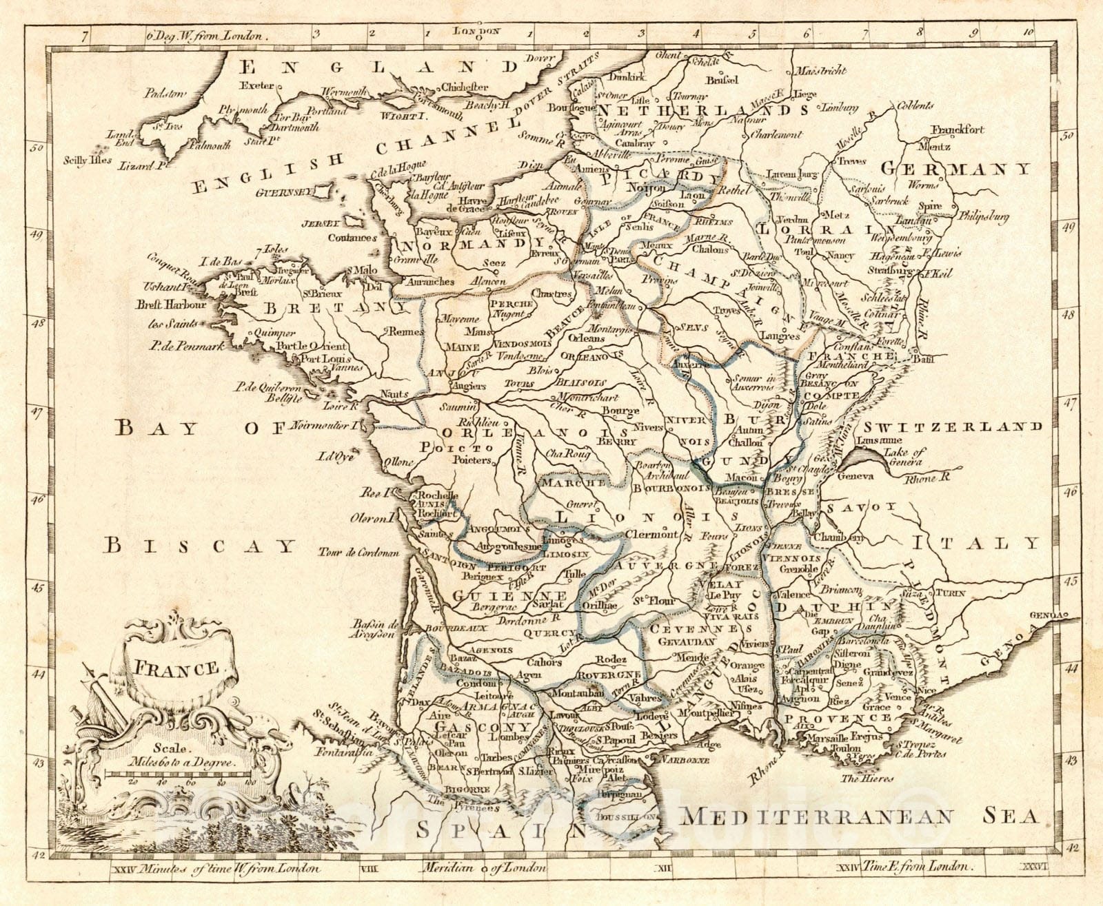 Historic Map : 1763 France : Vintage Wall Art