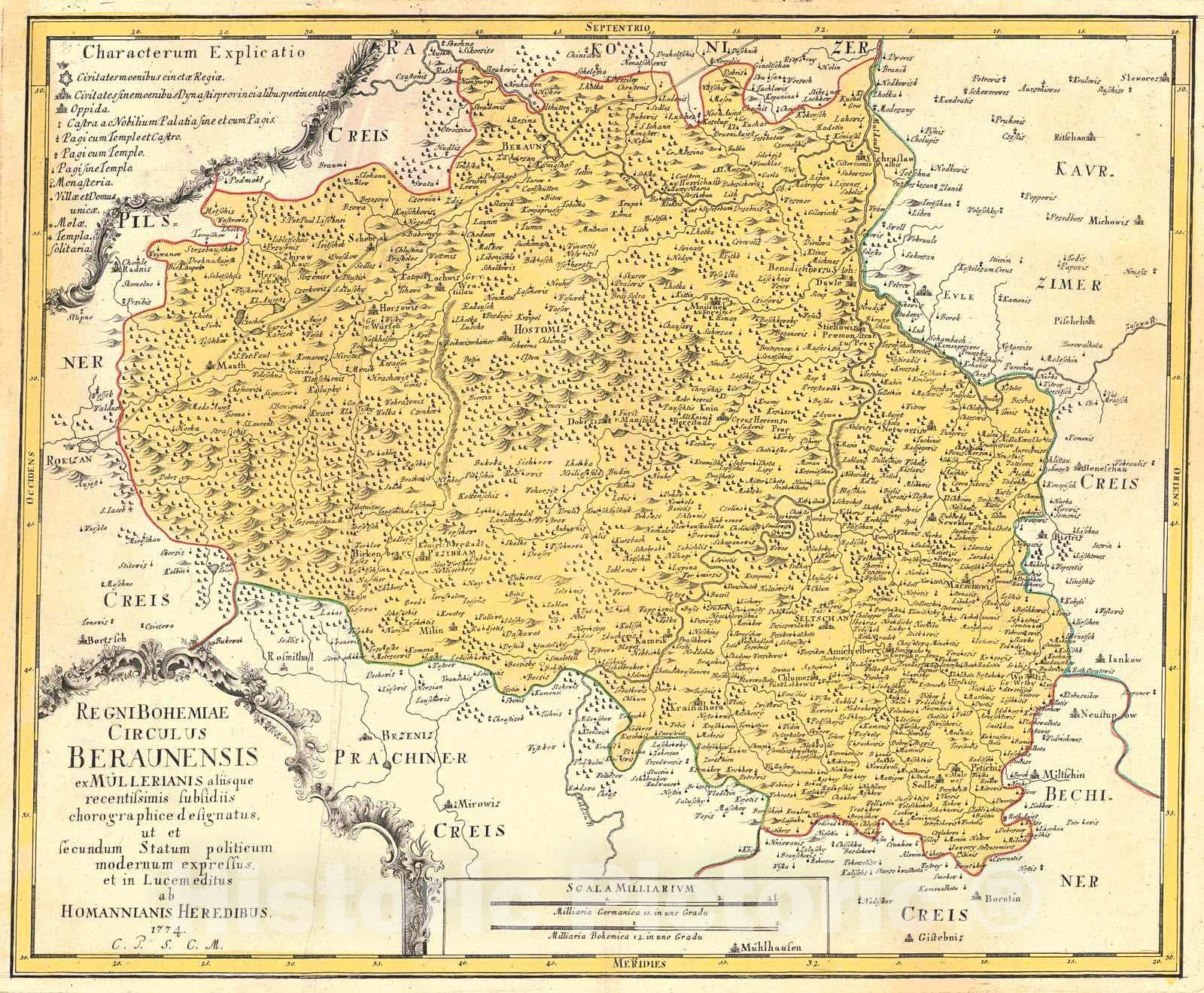 Historic Map : 1770  Regni Bohemiae Circulus Beraunensis : Vintage Wall Art