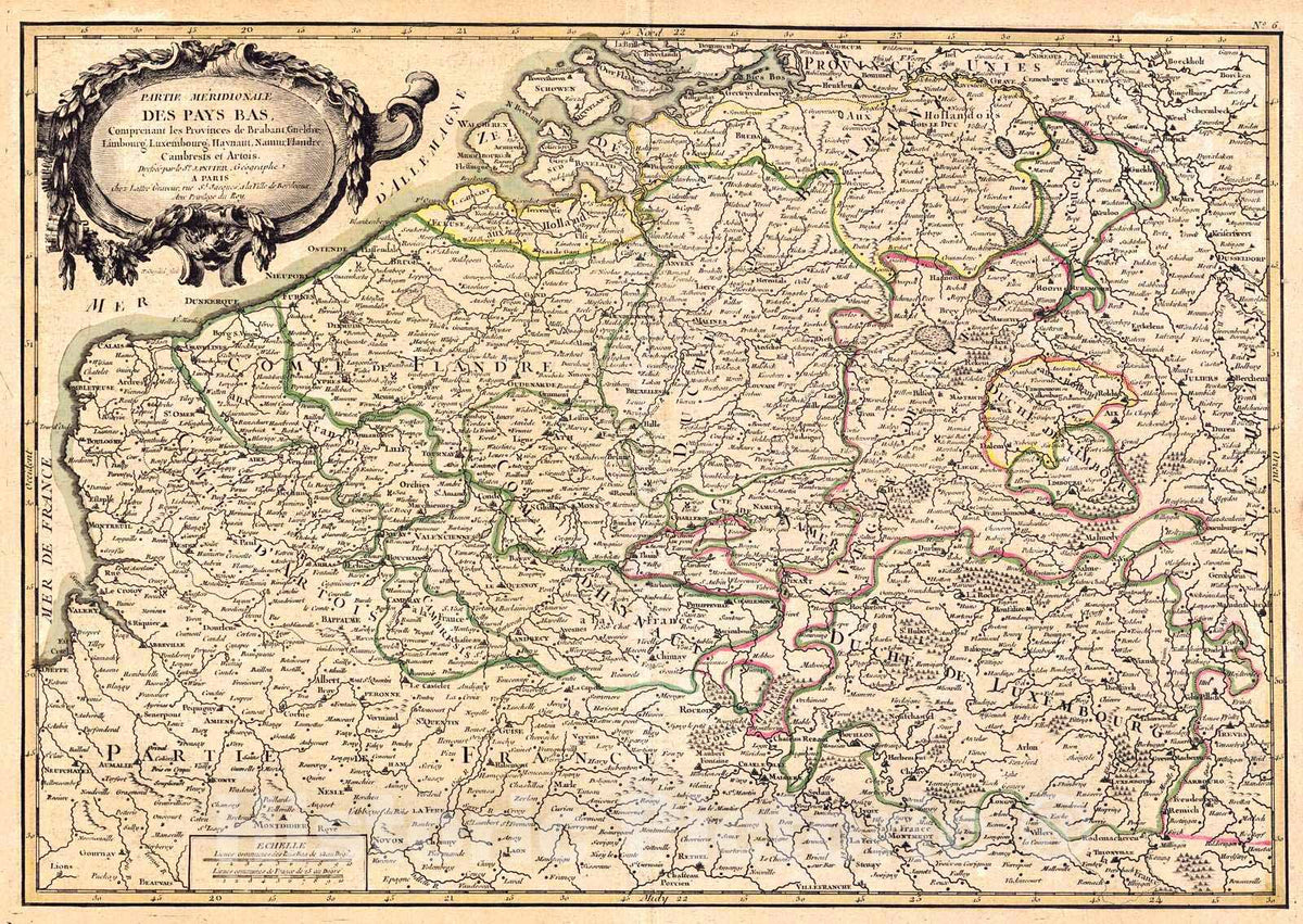 Historic Map : 1771 Partie Septentrionale dus Pays Bas : Vintage Wall Art