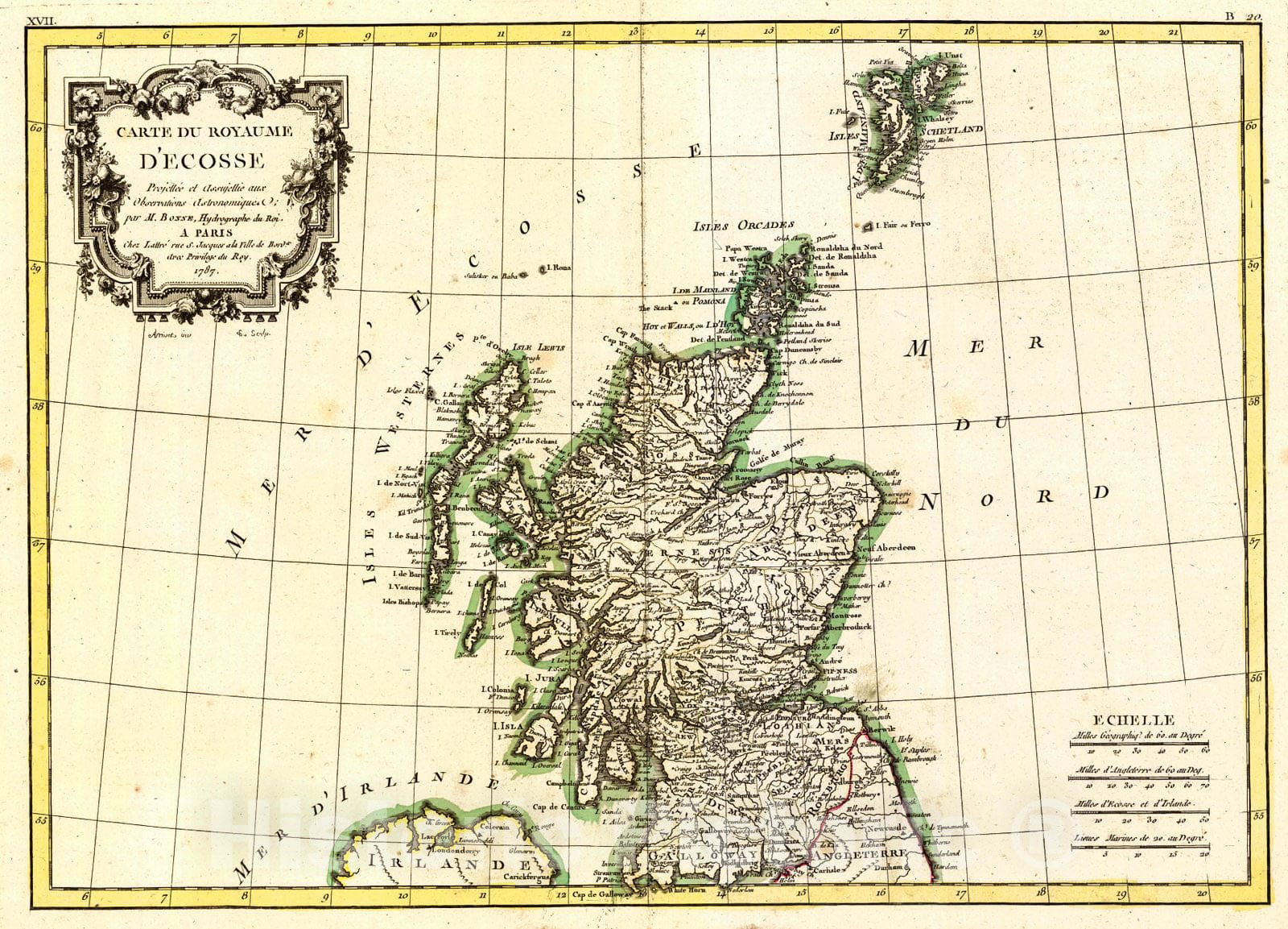 Historic Map : 1771 Carte du Royaume d'Escasse : Vintage Wall Art