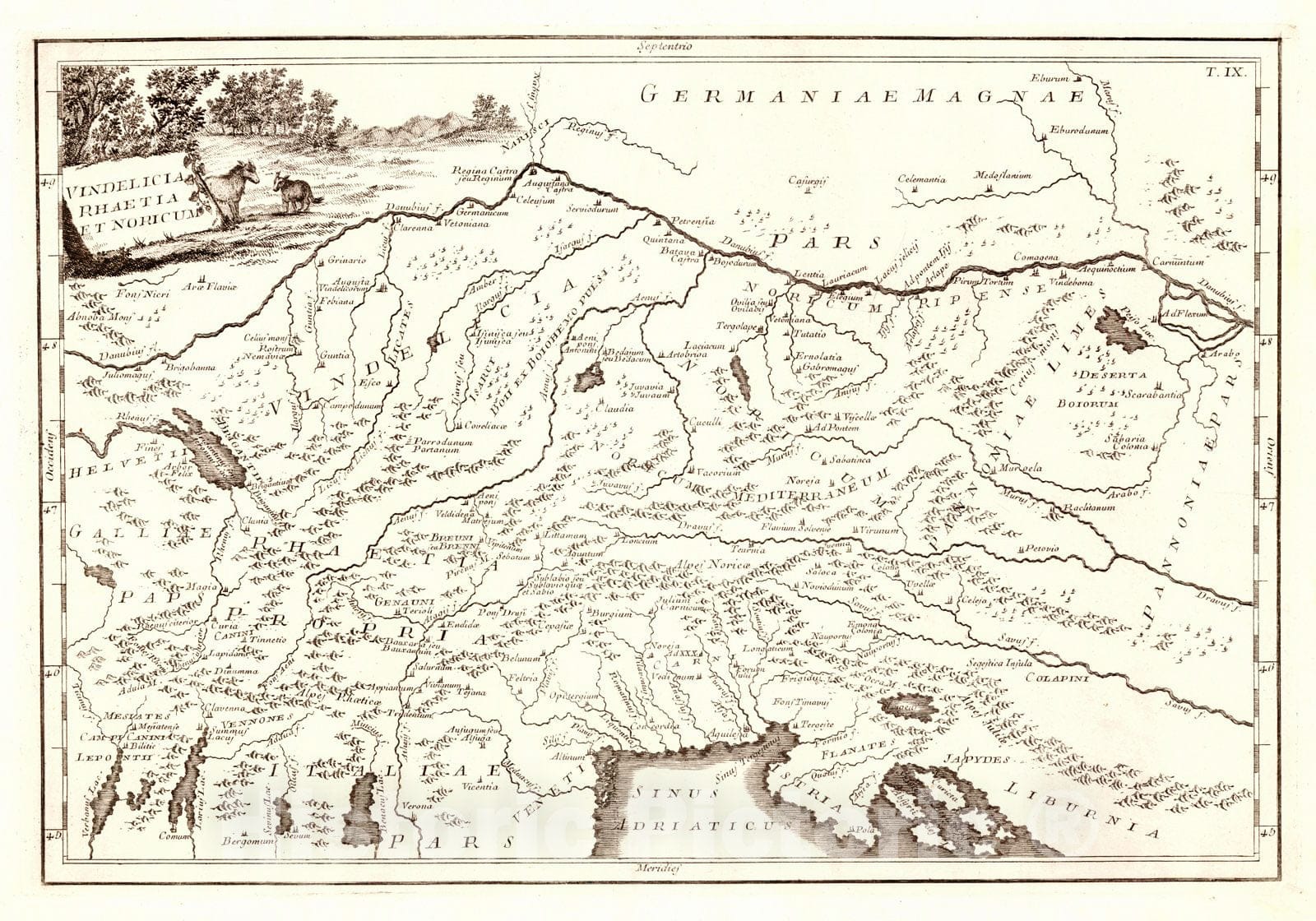 Historic Map : 1774 Vindelicia Rhaetia et Noricum : Vintage Wall Art