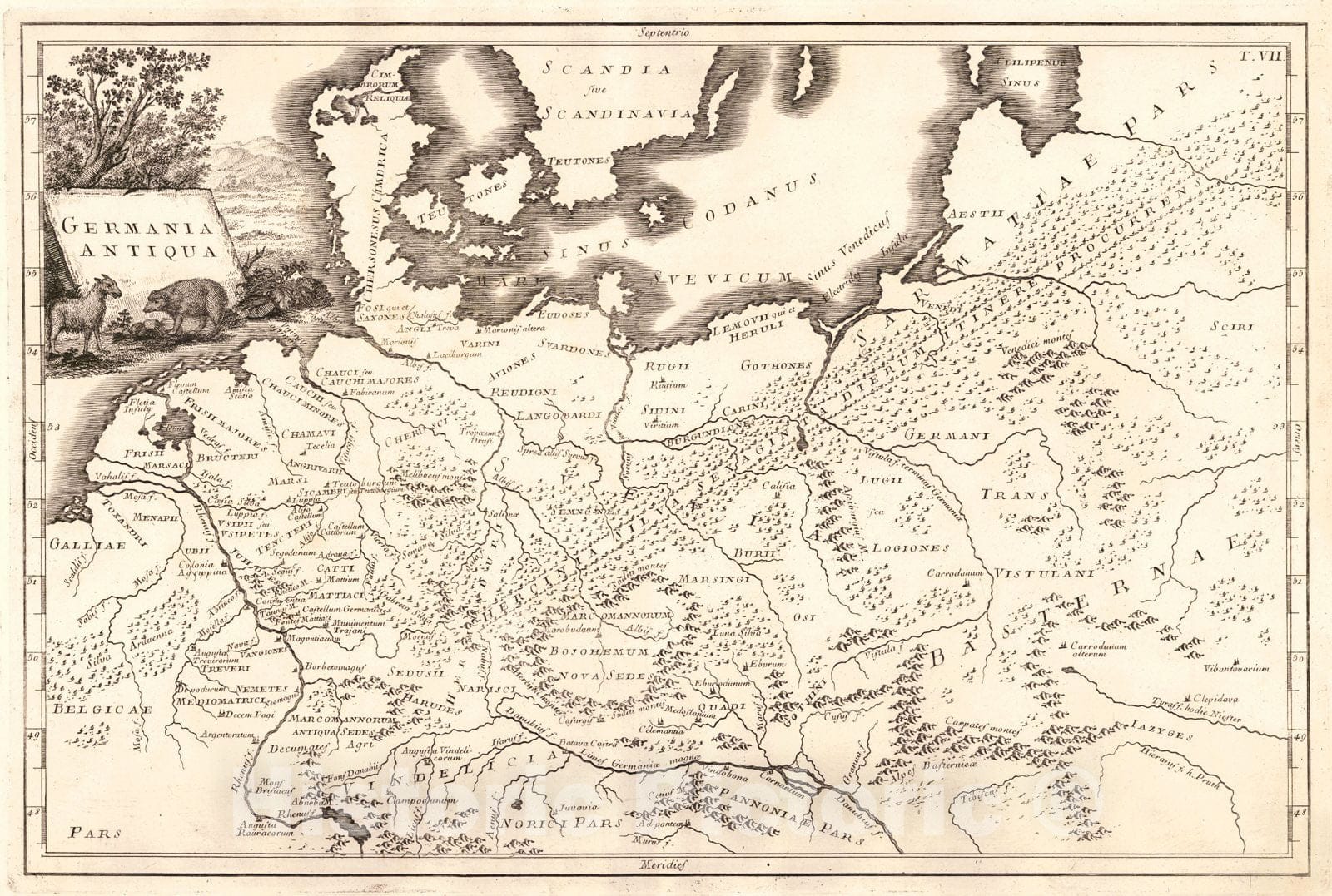 Historic Map : 1774 Germania Antiqua : Vintage Wall Art