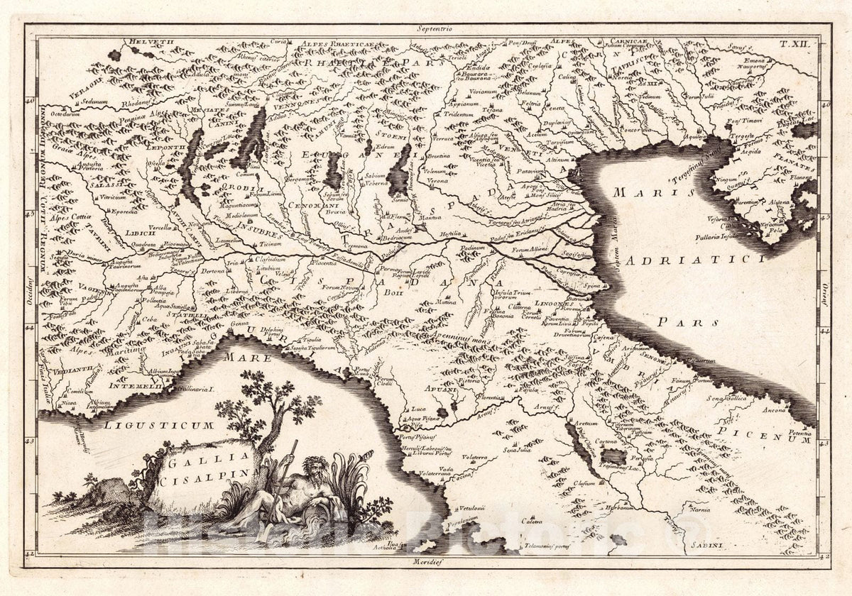 Historic Map : 1774 Gallia Cisalpina : Vintage Wall Art