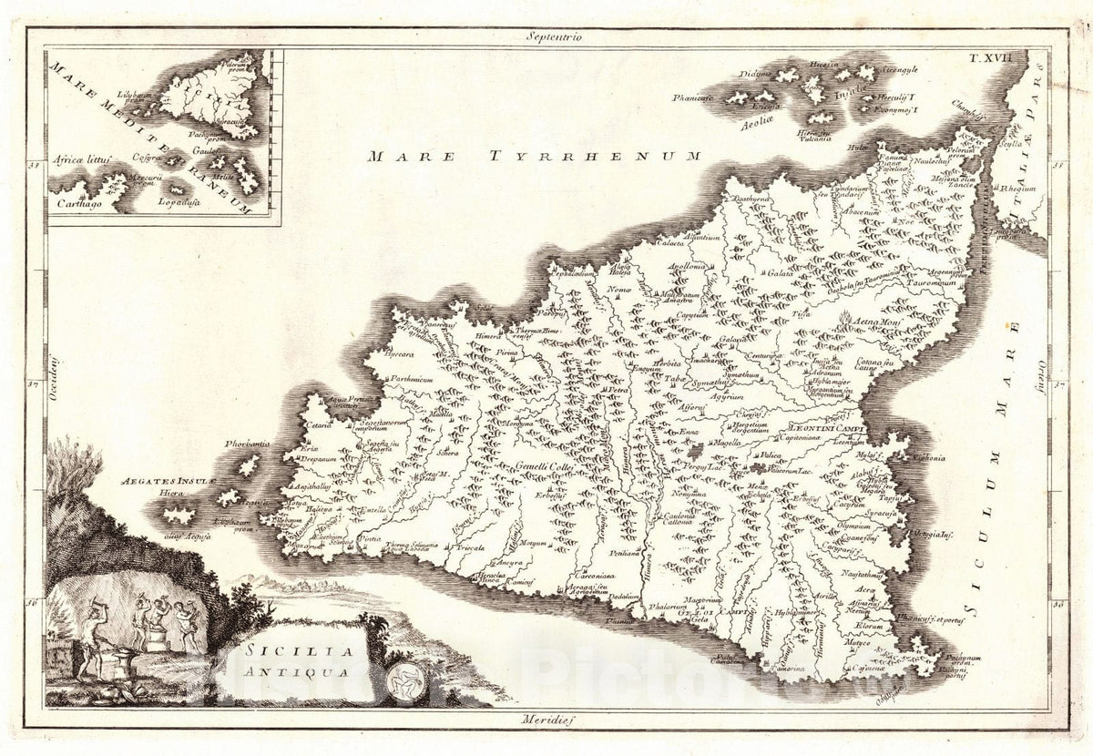 Historic Map : 1774 Sicilia Antiqua : Vintage Wall Art