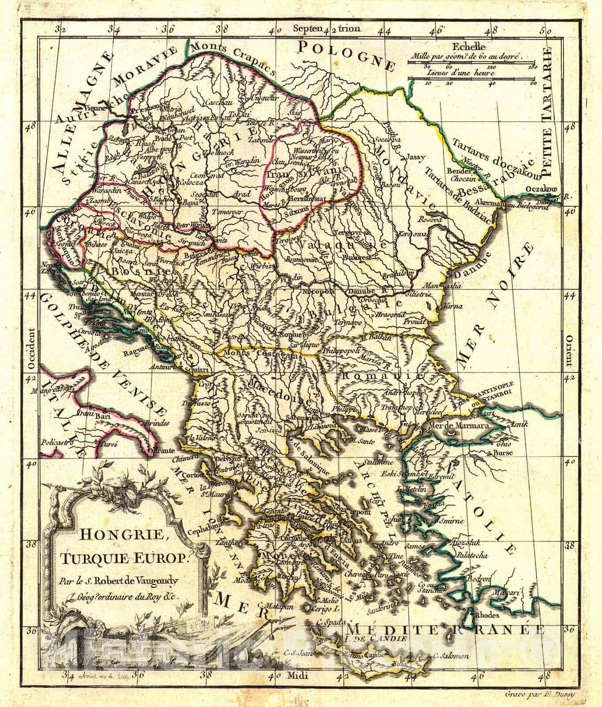 Historic Map : 1778 Hongrie, Turquie Europ. : Vintage Wall Art