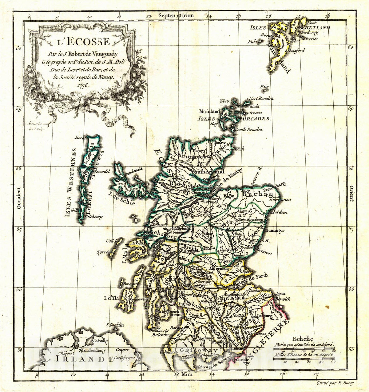 Historic Map : 1778 L'Ecosse : Vintage Wall Art