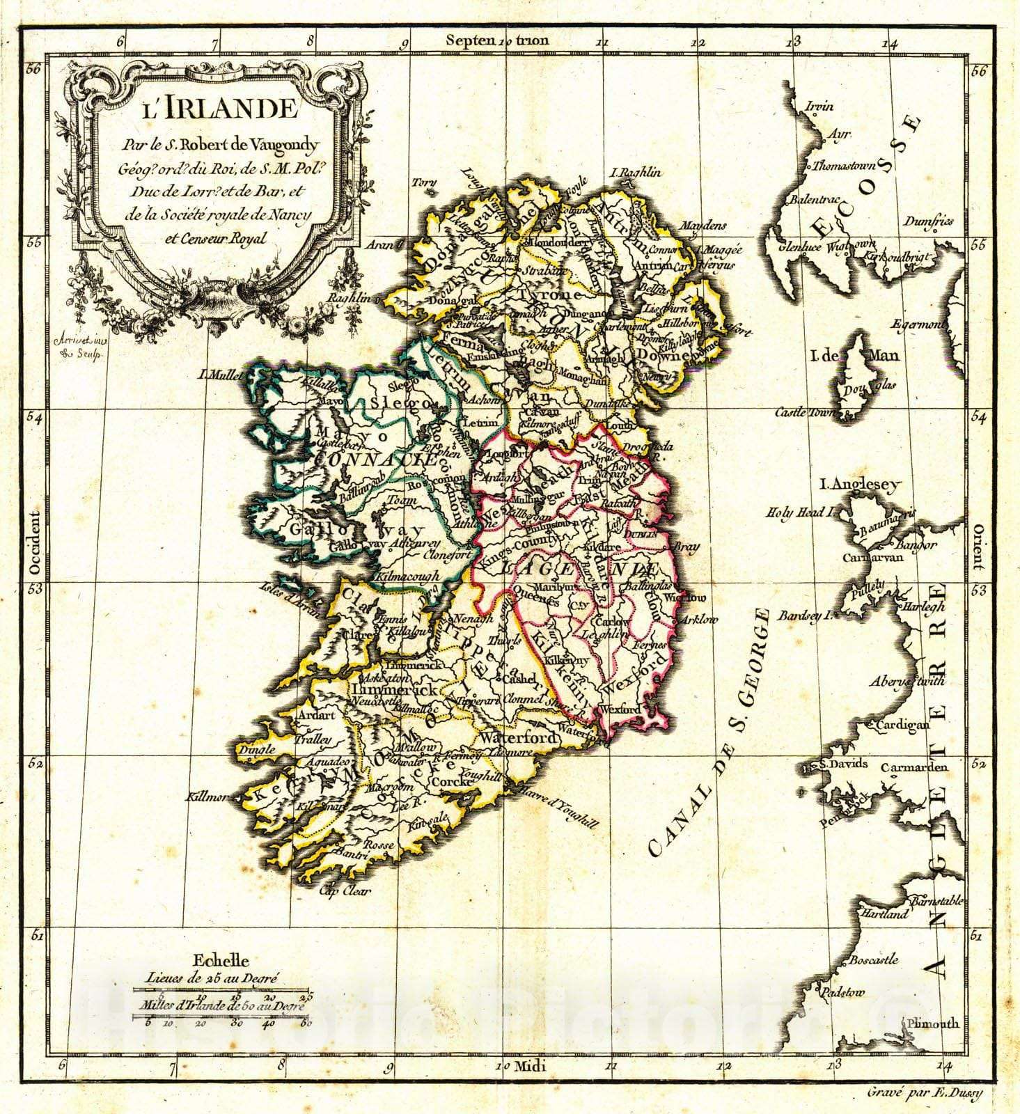 Historic Map : 1778 L'Irlande : Vintage Wall Art
