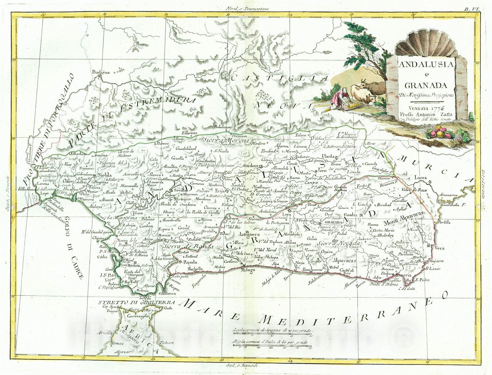 Historic Map : 1779 Andalusia e Granada : Vintage Wall Art