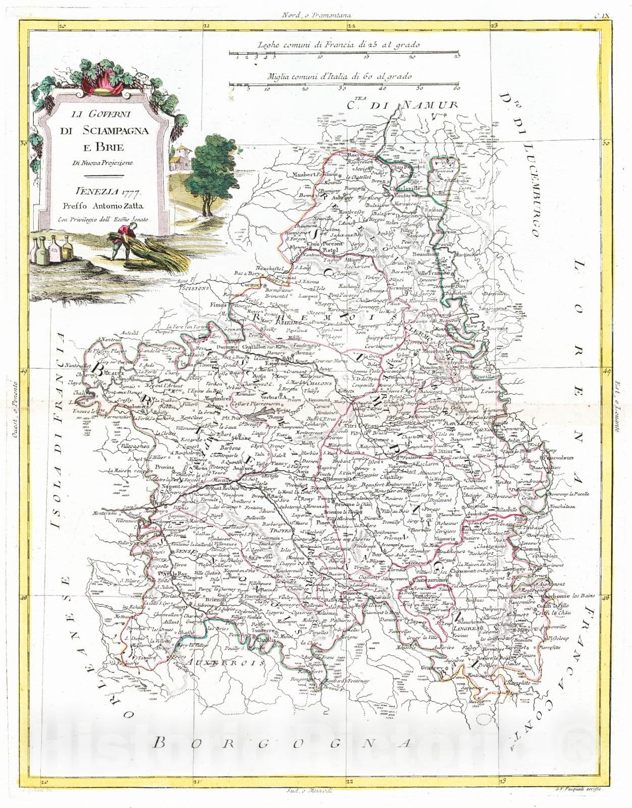 Historic Map : 1779 Li Governi Di Sciampagna e Brie : Vintage Wall Art