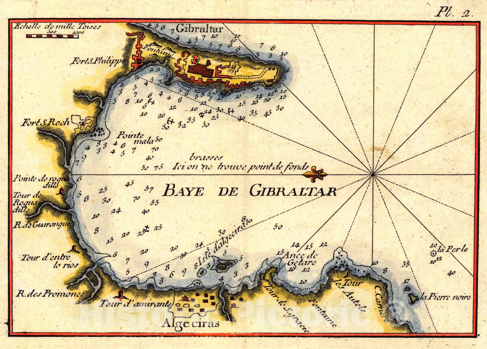 Historic Map : 1780 Baye De Gilbraltar : Vintage Wall Art