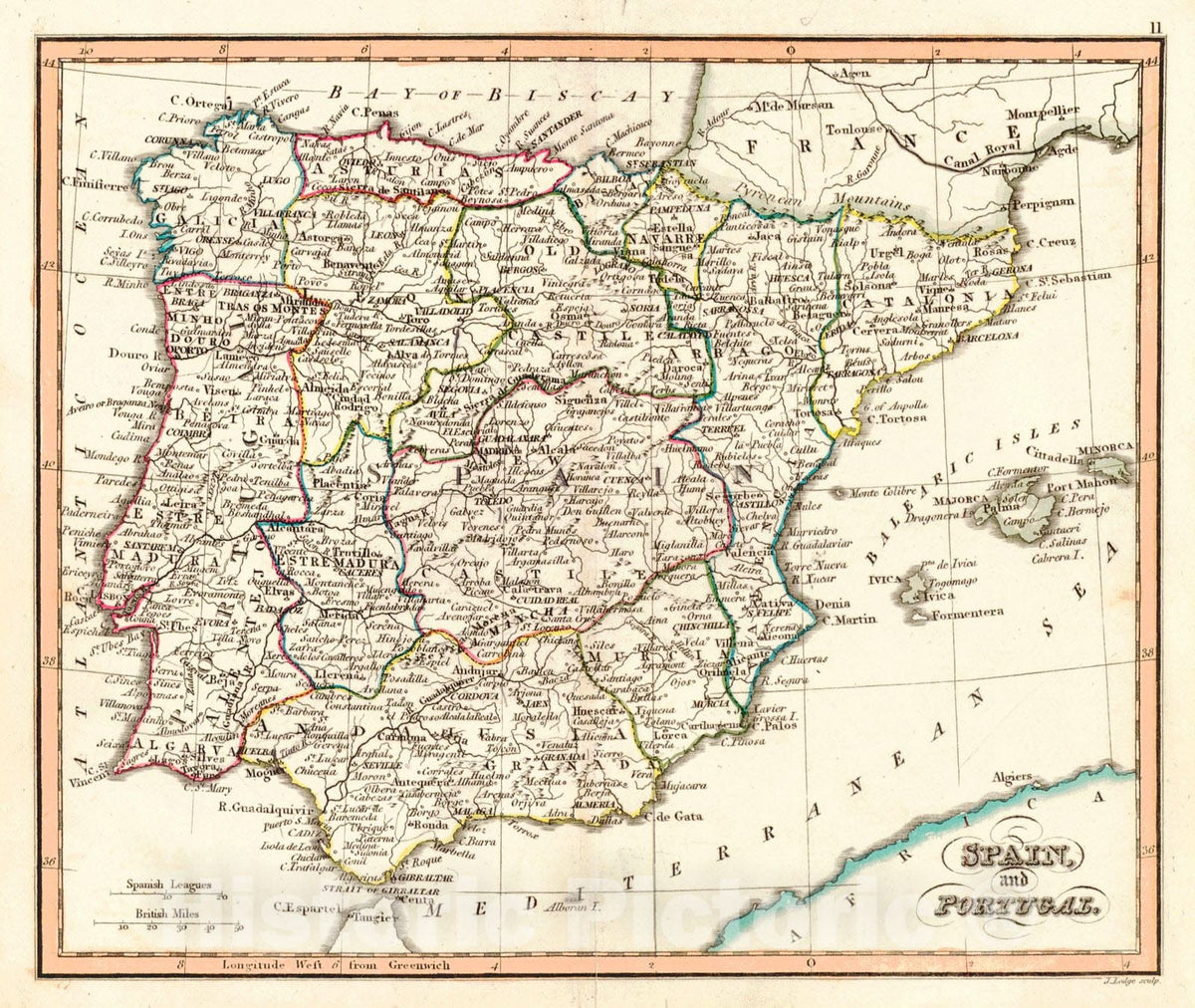 Historic Map : 1780 Spain and Portugal : Vintage Wall Art