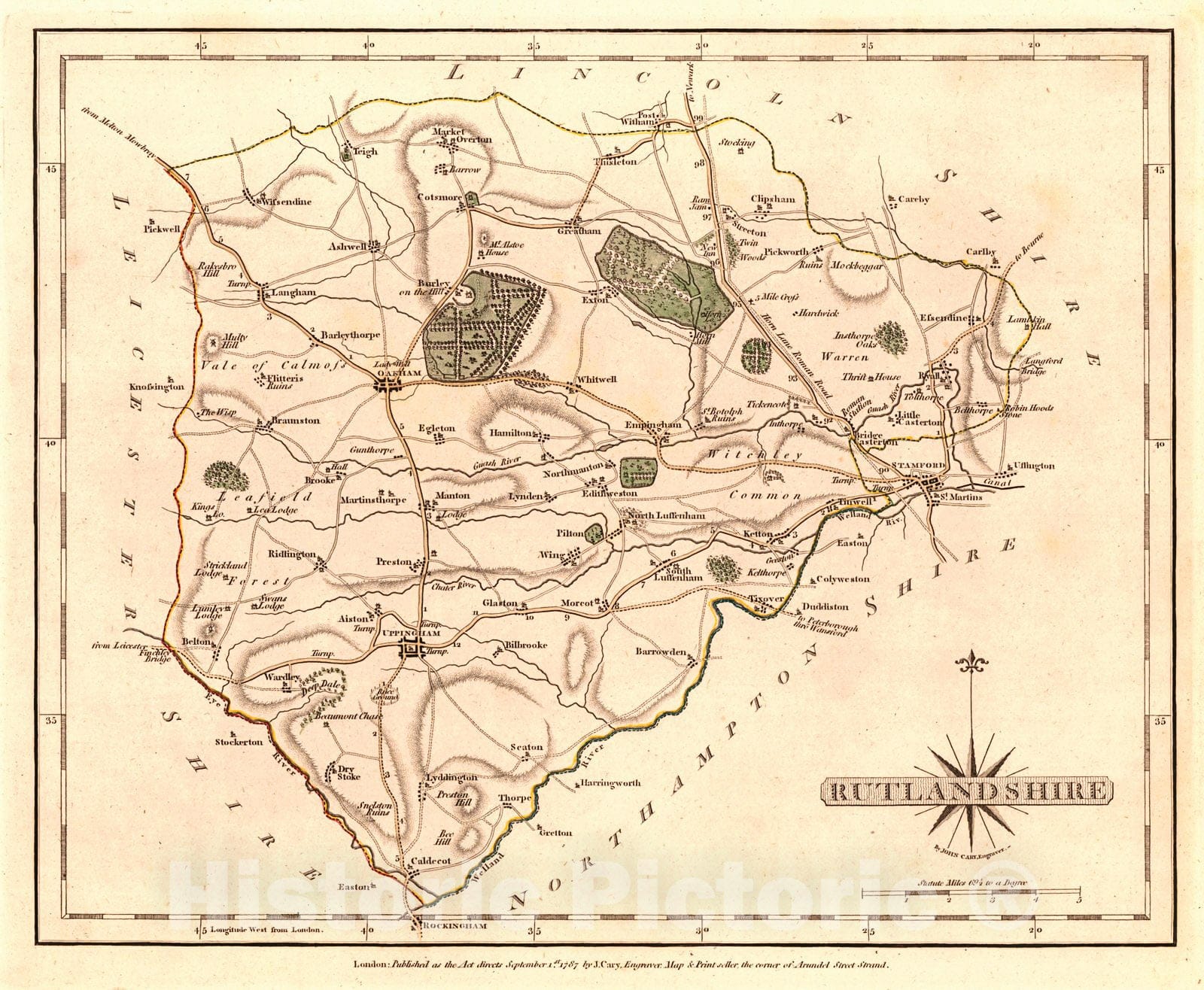 Historic Map : 1787 Rutlandshire : Vintage Wall Art
