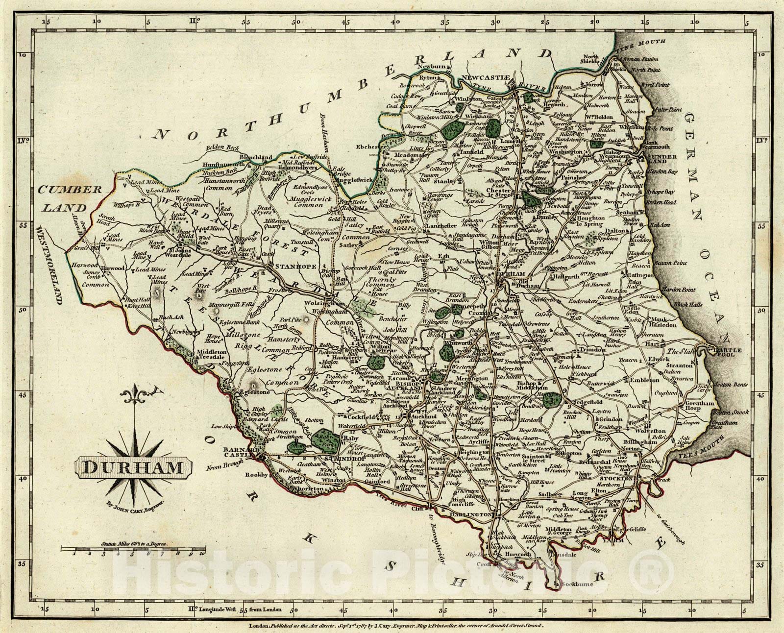 Historic Map : 1787 Durham : Vintage Wall Art