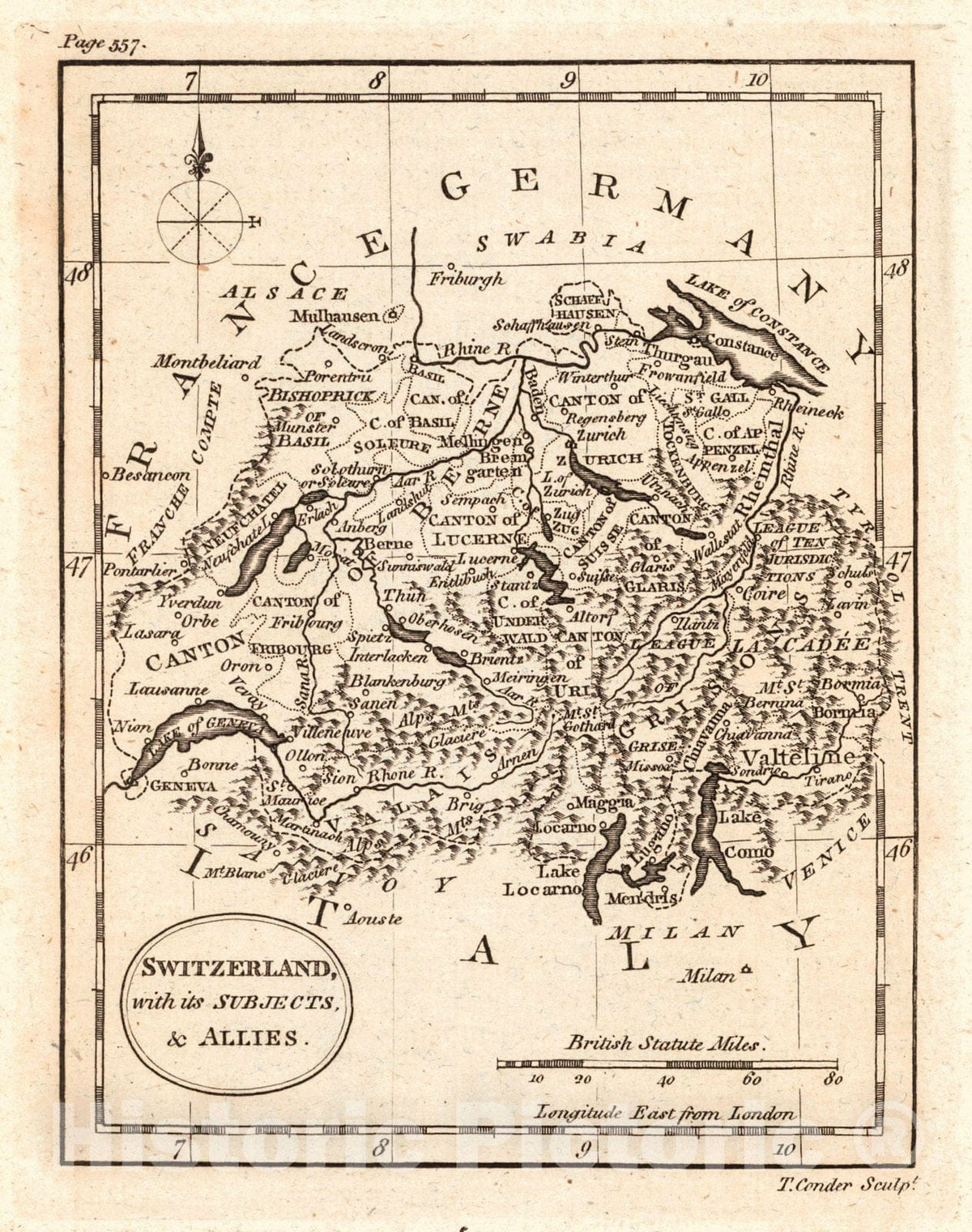 Historic Map : 1790 Switzerland, with its Subjects & Allies : Vintage Wall Art