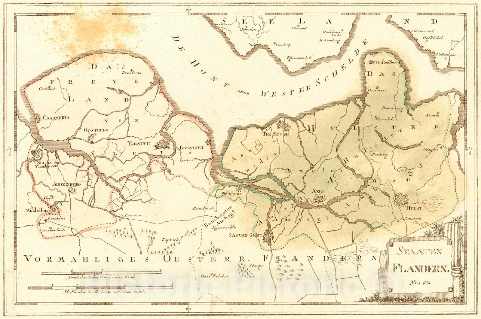 Historic Map : 1797 Staaten Flandern Nro. 654 : Vintage Wall Art