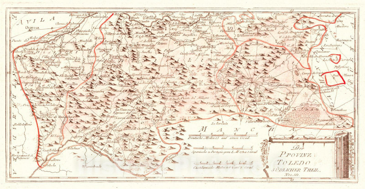 Historic Map : 1797 Der Provinz Toledo S&uuml;dlicher Theil : Vintage Wall Art