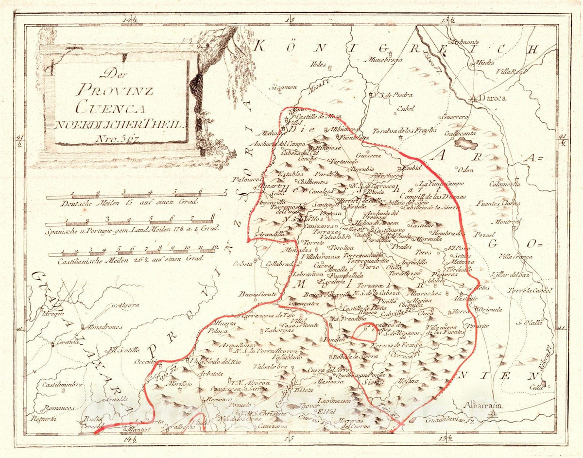Historic Map : 1797 Der Provinz Cuenca Noerdlicher Theil  : Vintage Wall Art