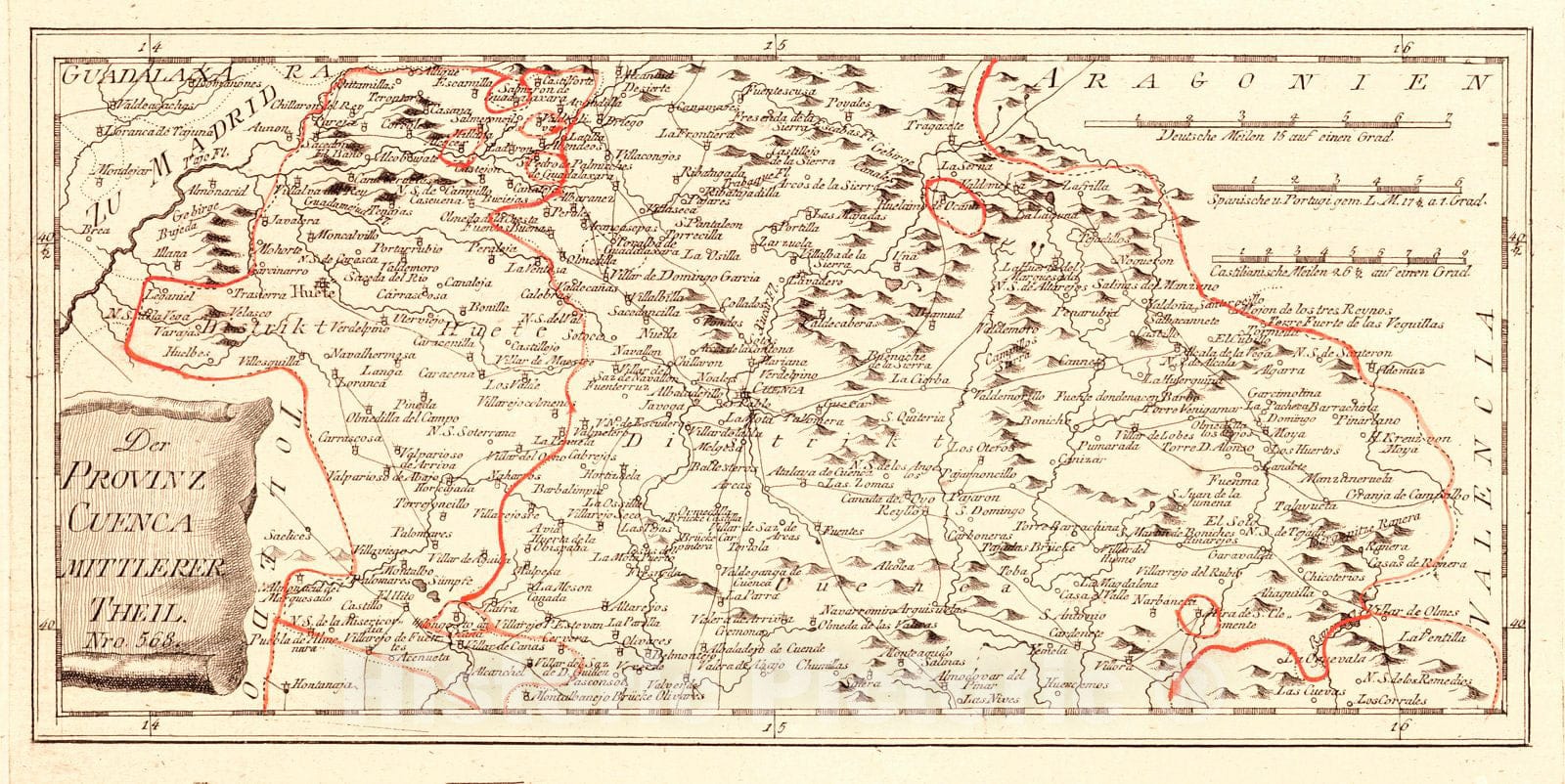 Historic Map : 1797 Der Provinz Cuenca Mittlerer Theil : Vintage Wall Art