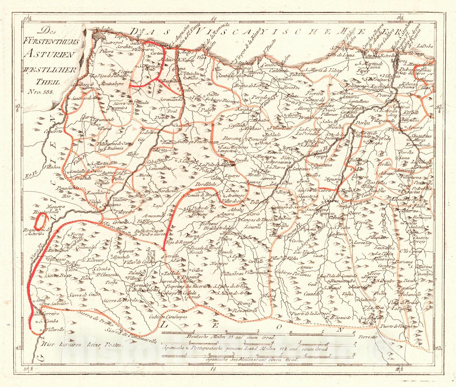 Historic Map : 1797 Des F&uuml;rstenthuma Asturien Westlicher Theil : Vintage Wall Art
