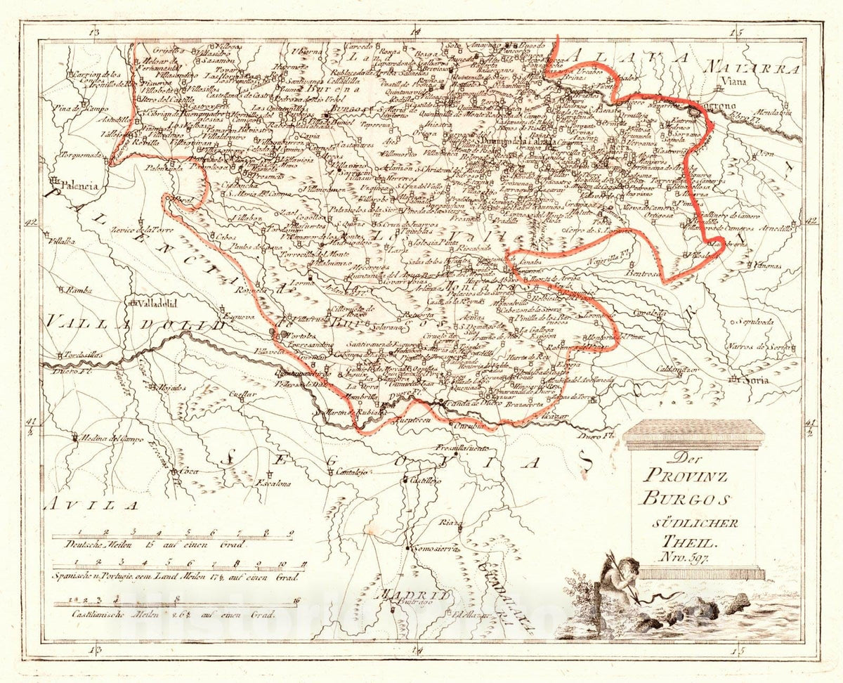 Historic Map : 1797 Der Provinz Burgos S&uuml;dlicher Theil  : Vintage Wall Art