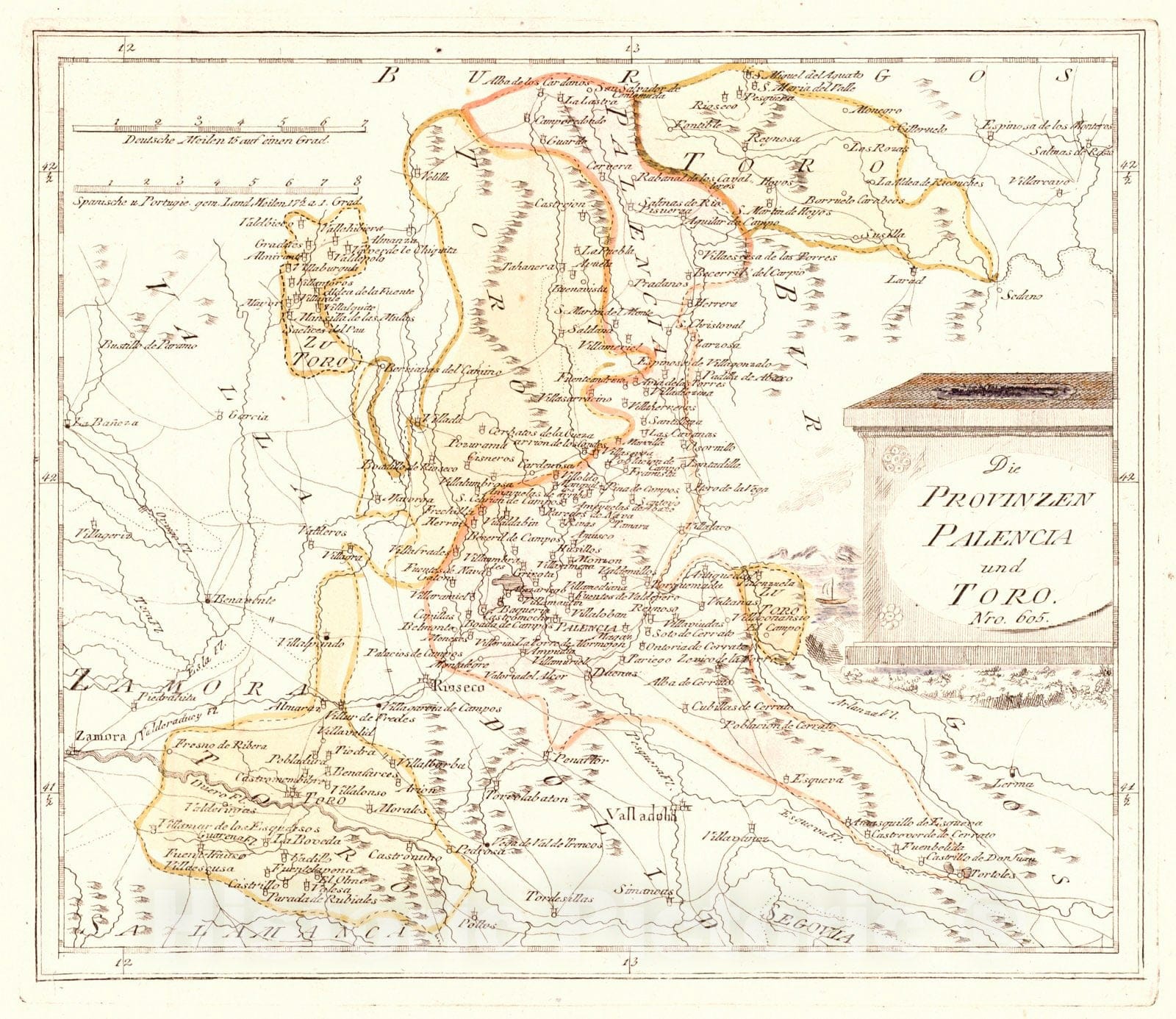 Historic Map : 1797 Die Provinzen Palencia und Toro : Vintage Wall Art