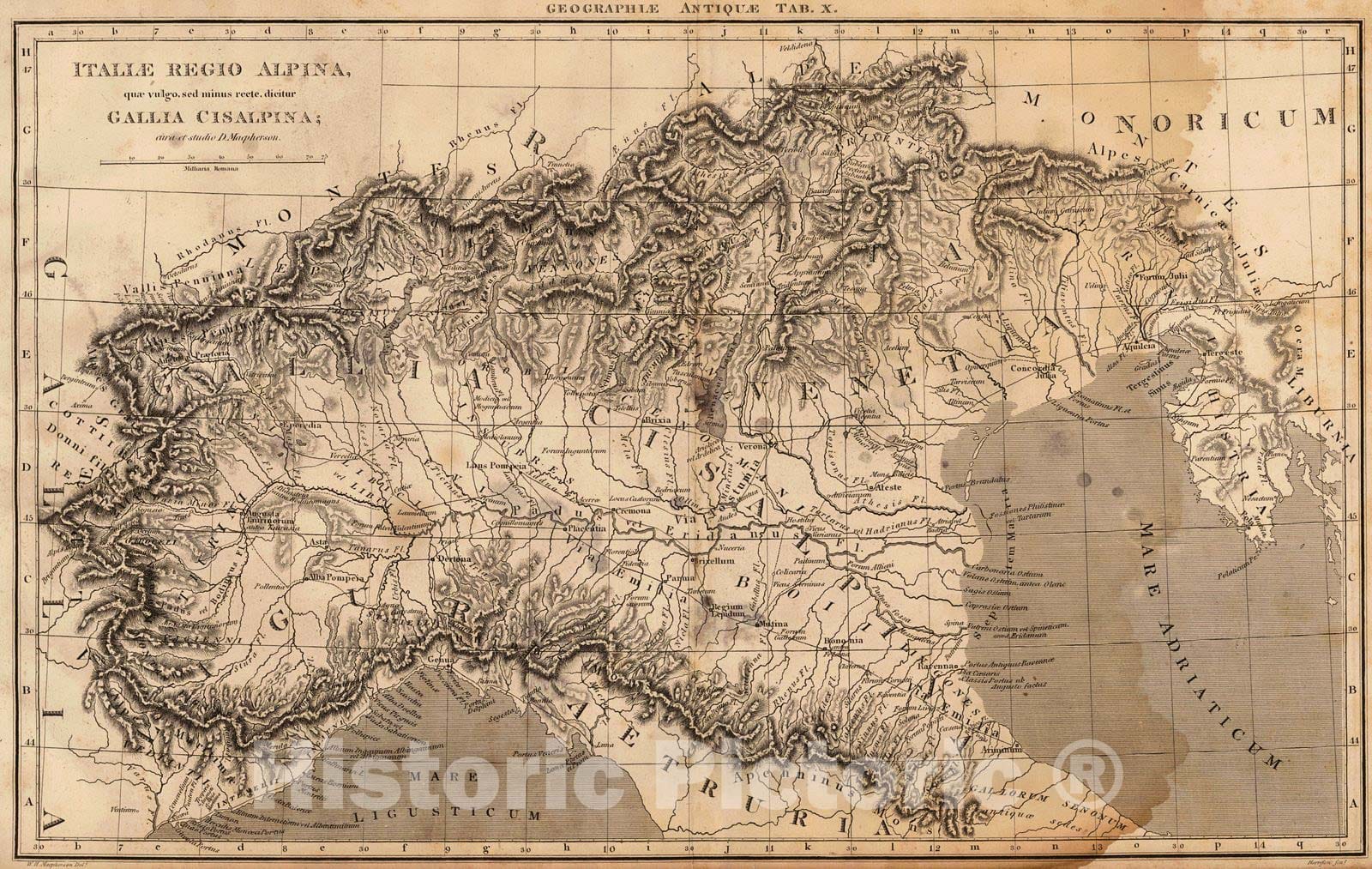 Historic Map : 1806 Italiae Regio Alpina quae vulgo, sed minus recte, dicitur Gallia Cisalpina  : Vintage Wall Art