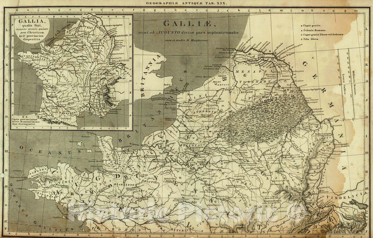 Historic Map : 1806 Galliae sicut ab Augusto divisae pars septentrionalis  : Vintage Wall Art