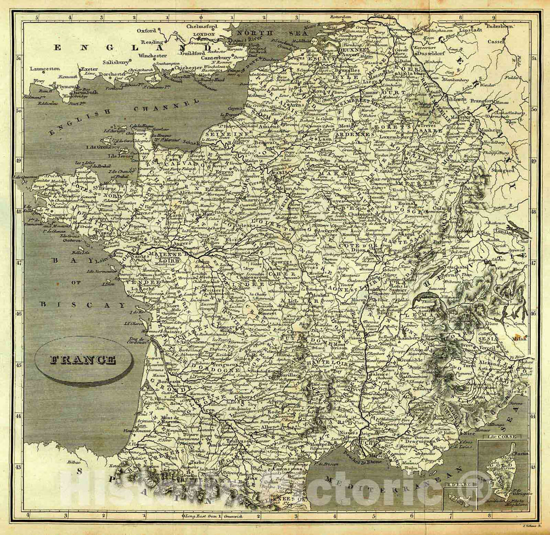 Historic Map : 1806 France : Vintage Wall Art