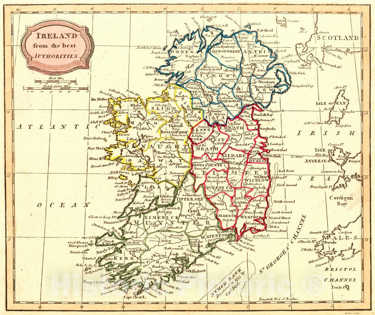 Historic Map : 1807 Ireland from the Best Authorities : Vintage Wall Art