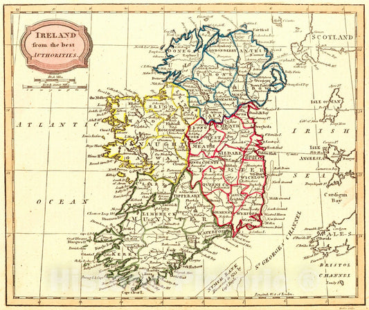 Historic Map : 1807 Ireland from the Best Authorities : Vintage Wall Art